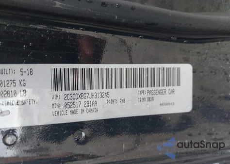 2018 Dodge Charger Sxt из США, поврежденный, VIN 2C3CDXBG7JH313245